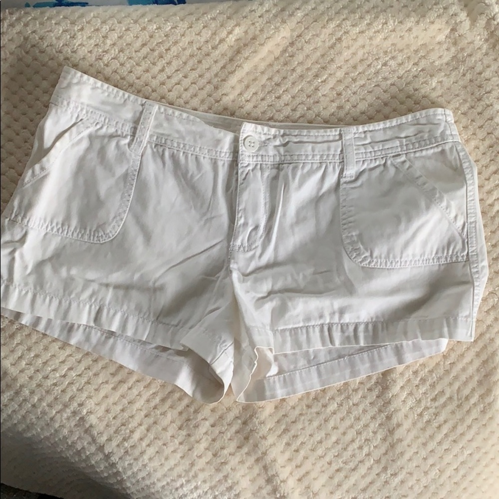 White short cargo shorts